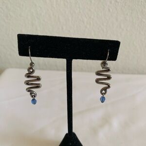 Unbranded zig zag 925 dangle earrings with blue bead
